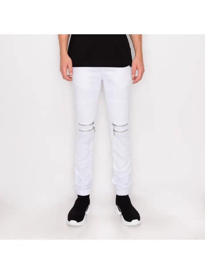 Stretch Slim Fit Zippered Jeans - Black, Gray, Khaki, Olive, or White - Sizes 5XL-S - dom+bomb