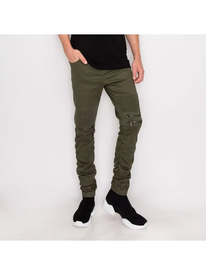 Stretch Slim Fit Zippered Jeans - Black, Gray, Khaki, Olive, or White - Sizes 5XL-S - dom+bomb
