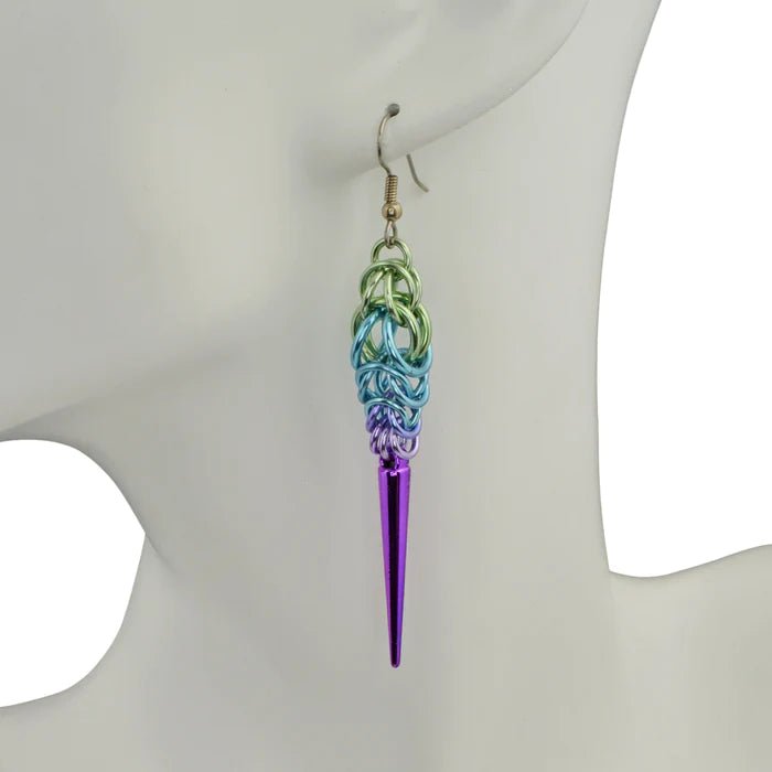 Chainmail Spike Earrings - 3 colors - dom+bomb