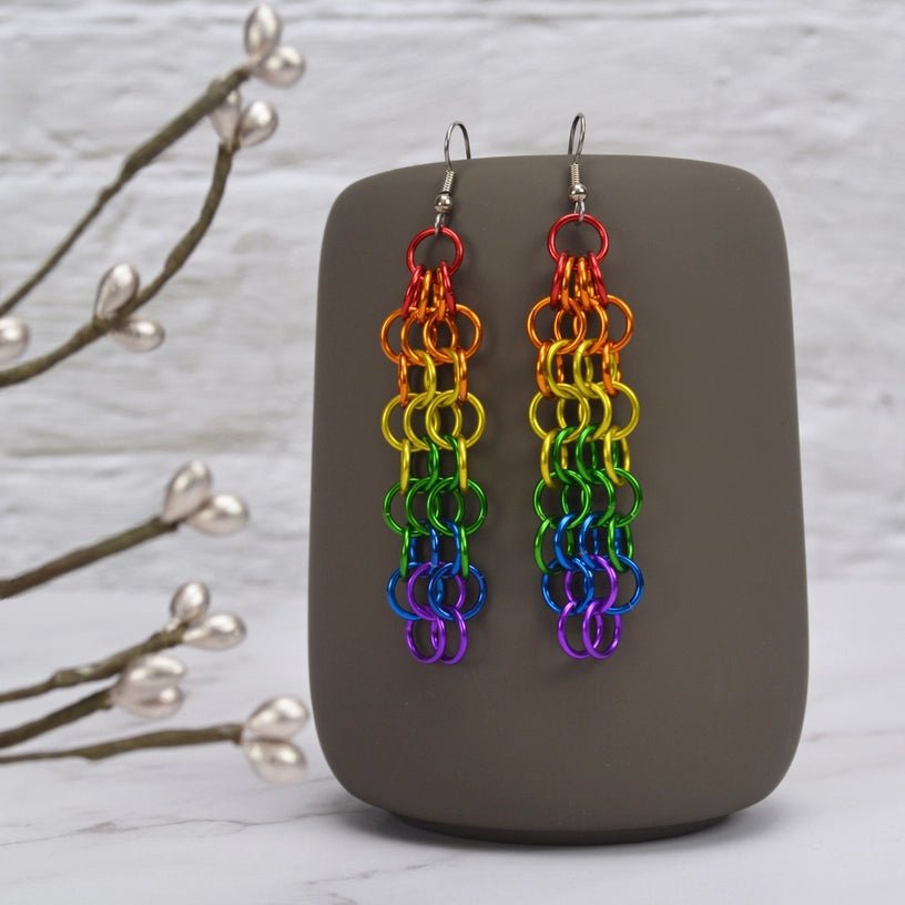 Pride Chainmail Mesh Earrings - dom+bomb