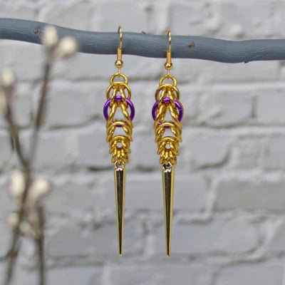 Pride Chainmail Spike Earrings - dom+bomb