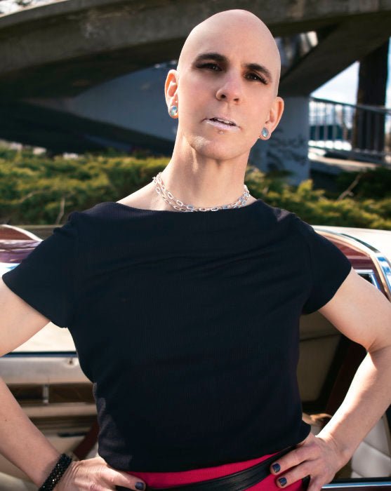 Ribbed knit boatneck tee - dom+bomb