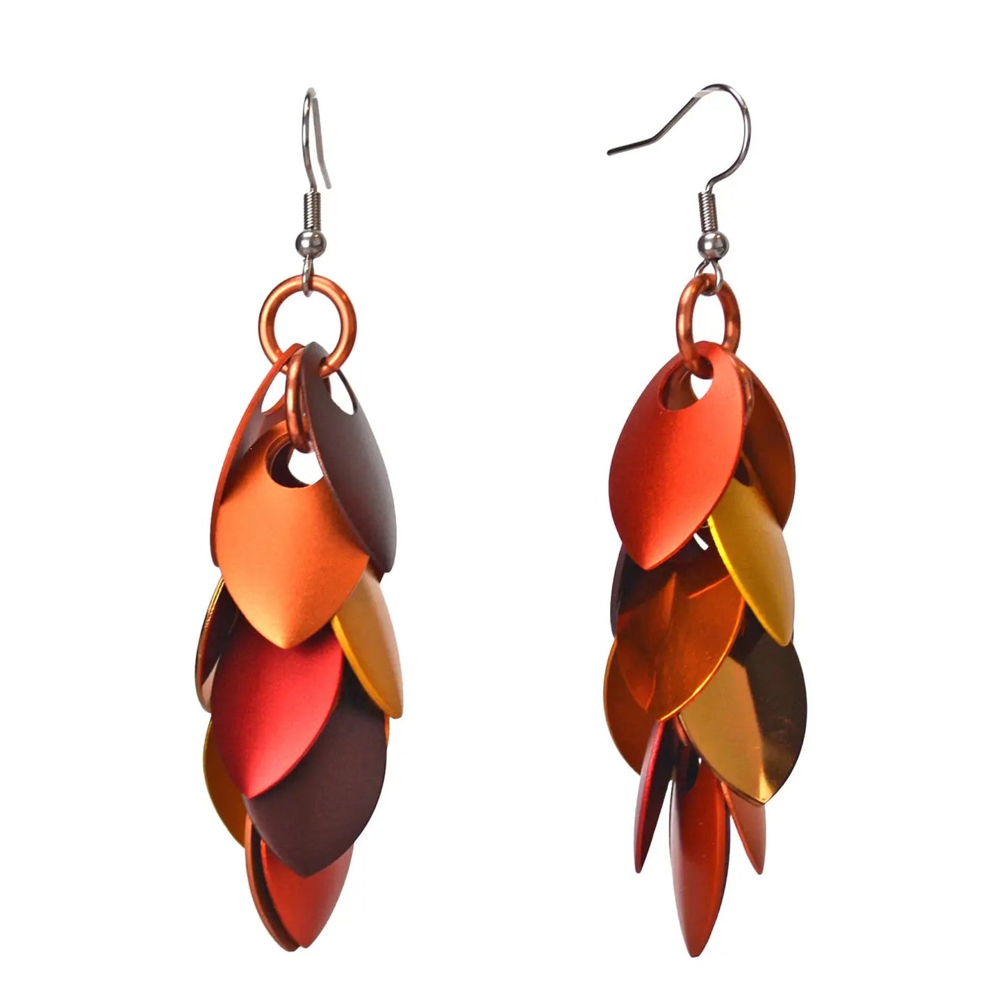 Cascading Leaves Earrings - Brown Metallic, Autumn, of Pink Sunrise - dom+bomb