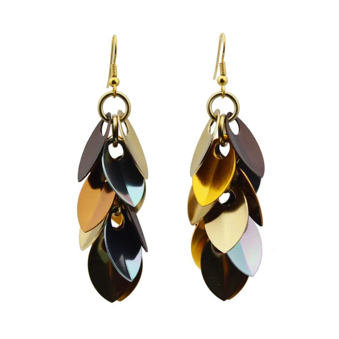 Cascading Leaves Long Earrings - Brown metallic mix - dom+bomb