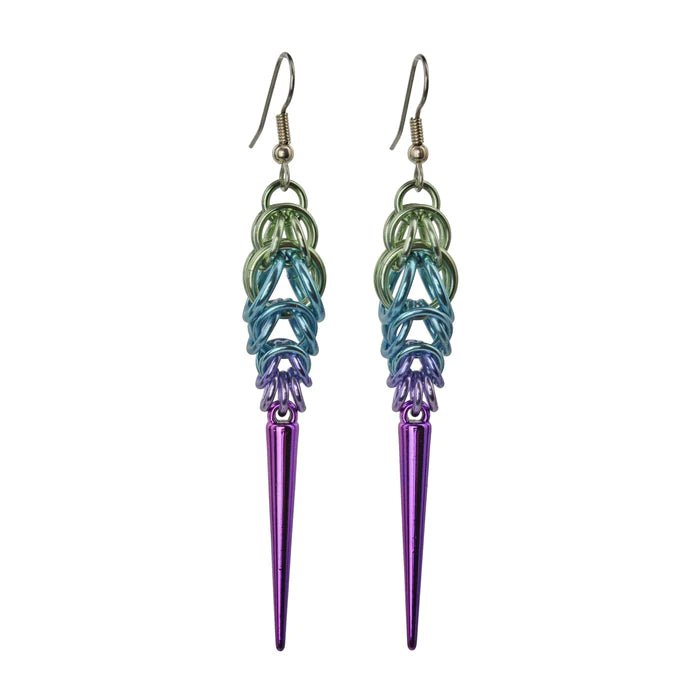 Chainmail Spike Earrings - 3 colors - dom+bomb