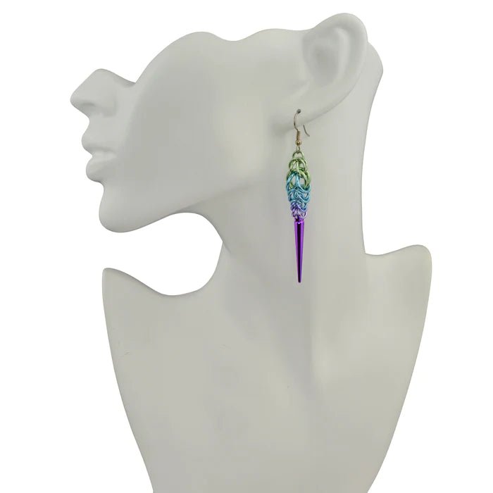 Chainmail Spike Earrings - 3 colors - dom+bomb
