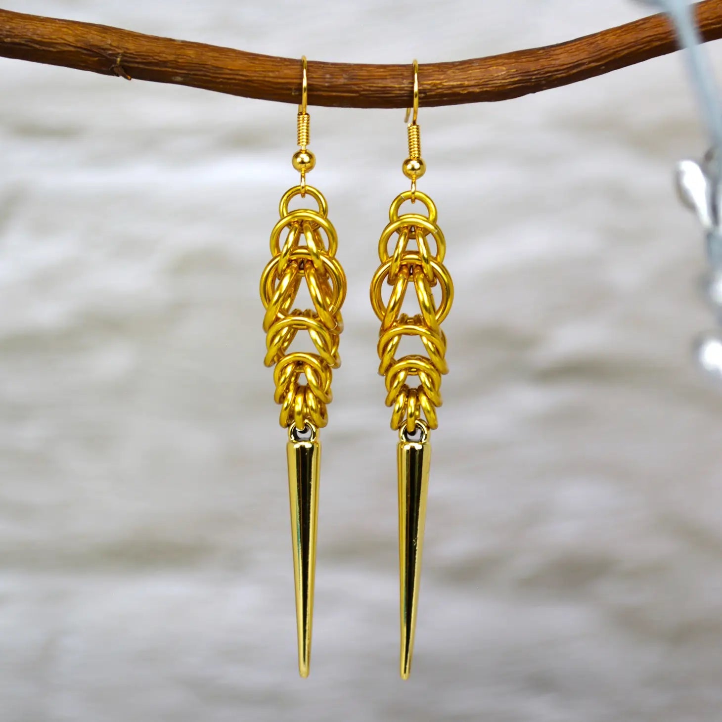 Gold hot sale chainmail earrings