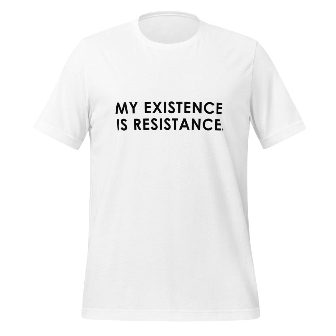 My Existence is Resistance crewneck tee - White - Sizes 3XL-L - dom+bomb