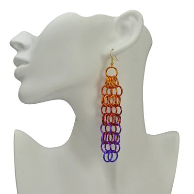 Ombre Chainmail Mesh Earrings - Sunset - dom+bomb