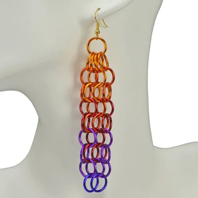 Ombre Chainmail Mesh Earrings - Sunset - dom+bomb