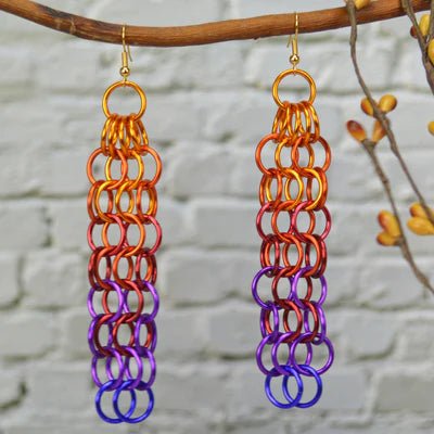 Ombre Chainmail Mesh Earrings - Sunset - dom+bomb