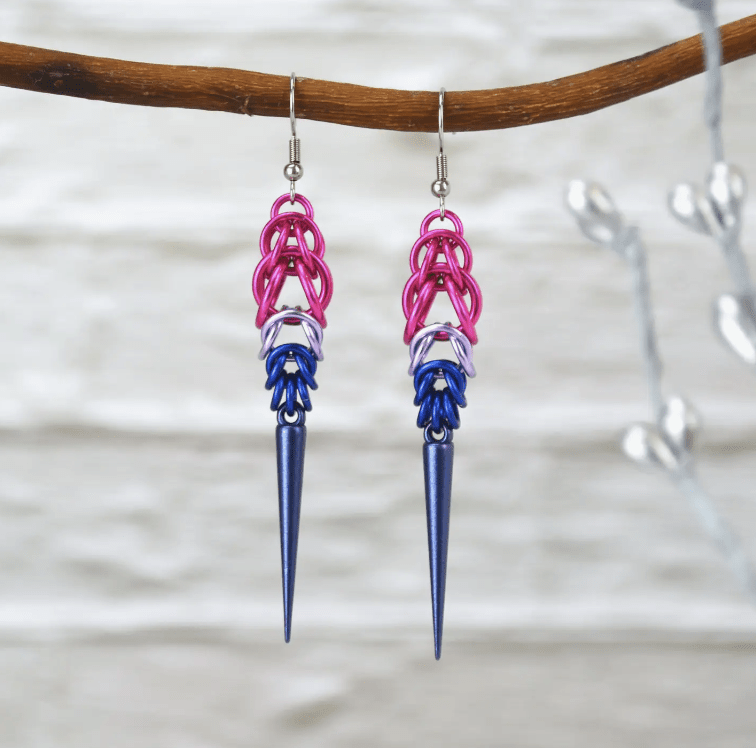 Pride Chainmail Spike Earrings - dom+bomb