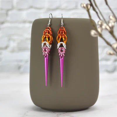 Pride Chainmail Spike Earrings - dom+bomb