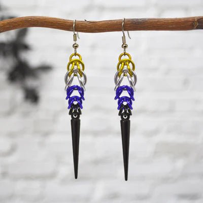 Pride Chainmail Spike Earrings - dom+bomb