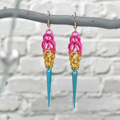 Pride Chainmail Spike Earrings - dom+bomb