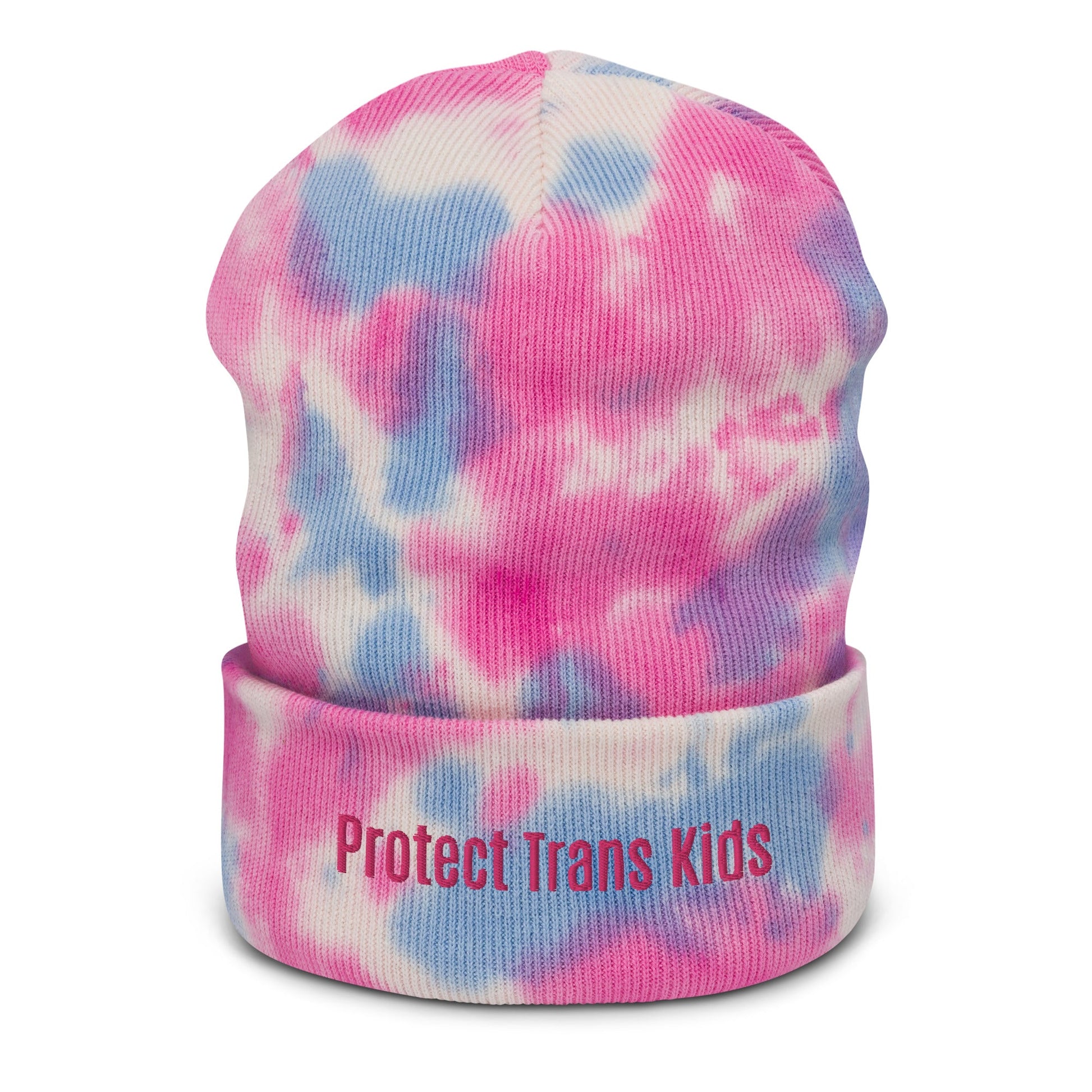 Protect Trans Kids Tie-Dye Beanie - dom+bomb