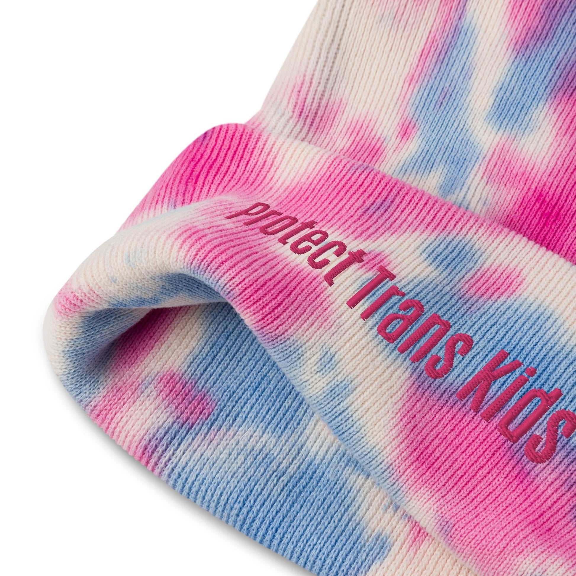 Protect Trans Kids Tie-Dye Beanie - dom+bomb